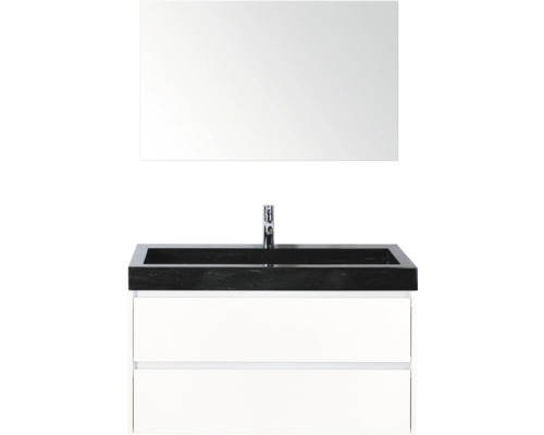 Umývadlová skrinka so zrkadlom, batériou a zásuvkami