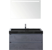 Umývadlová skrinka s dvomi zásuvkami, umývadlová doska, armatúra a zrkadlo s osvetlením