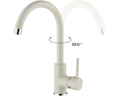 Kuchynská batéria s rozsahom otáčania 360 stupňov
