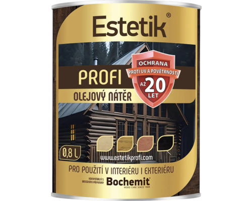 Estetik Profi olejová lazúra na drevo v 0,8-litrovej plechovke pre vnútorné aj vonkajšie použitie