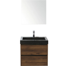 Umývadlo so zrkadlom, batériou, spodnou skrinkou a dvoma zásuvkami do kúpeľne