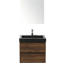 Umývadlo so zrkadlom, batériou, spodnou skrinkou a dvoma zásuvkami do kúpeľne