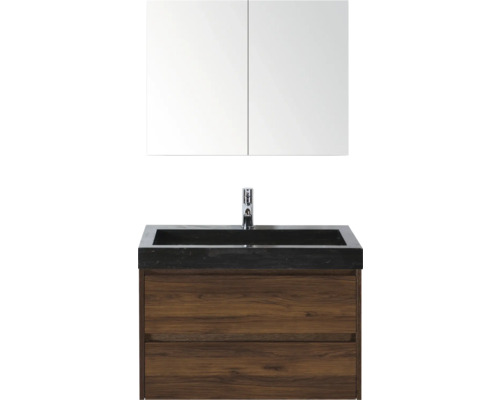 Umývadlová zostava so zrkadlovou skrinkou, umývadlom, batériou a spodnou skrinkou