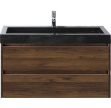 Skrinka pod umývadlo s čiernym umývadlom a dvoma zásuvkami