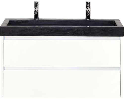 Skrinka pod umývadlo s dvomi zásuvkami a umývadlom na dosku