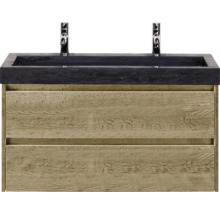 Skrinka pod umývadlo s dvoma zásuvkami, umývadlová doska a dve armatúry