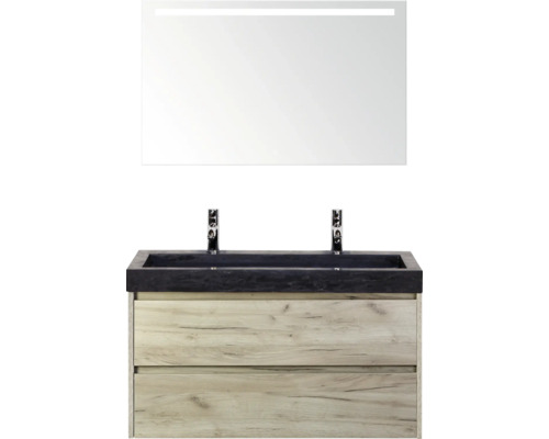 Kúpeľňová zostava Sanox Dante 101 cm craft oak Umyvadlová zostava s umývadlovou skrinkou, umývadlom a zrkadlom