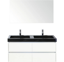 Skrinka pod umývadlo s dvoma umývadlami, zrkadlom a spodnou skrinkou