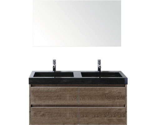 Skrinka s umývadlom s dvojitým umývadlom a zrkadlom do kúpeľne