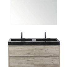 Dvojité umývadlo so zrkadlom a spodnou skrinkou do kúpeľne