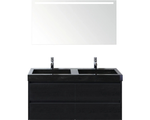 Kúpeľňový set s dvojitým umývadlom, spodnou skrinkou a zrkadlom s osvetlením