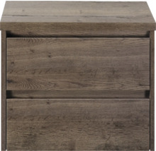 Skrinka pod umývadlo s dvomi zásuvkami vo vzhľade dreva