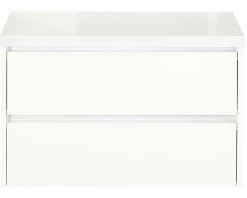 Biela skrinka pod umývadlo s dvoma zásuvkami