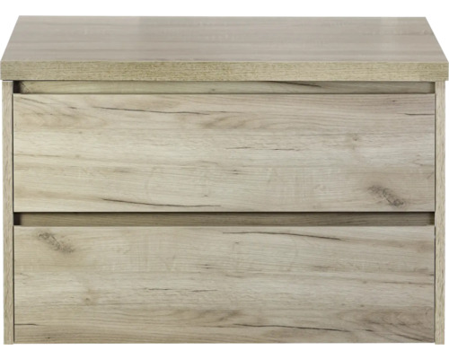 Skrinka pod umývadlo s dvomi zásuvkami vo vzhľade dreva