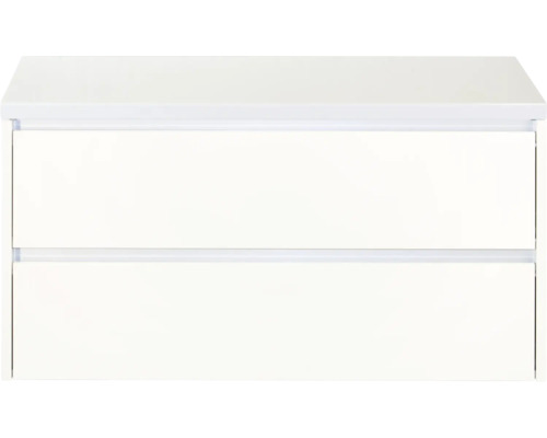 Biela skrinka pod umývadlo s dvomi zásuvkami