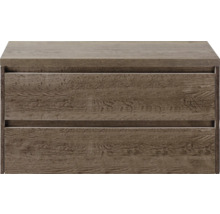 Skrinka pod umývadlo s dvomi zásuvkami vo vzhľade dreva