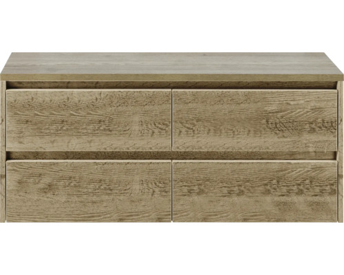 Komoda so štyrmi zásuvkami v drevenom dizajne