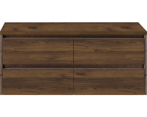 Kúpeľňová zostava Sanox Dante 120 cm vlašský orech Skrinka pod umývadlo so štyrmi zásuvkami vo vzhľade dreva