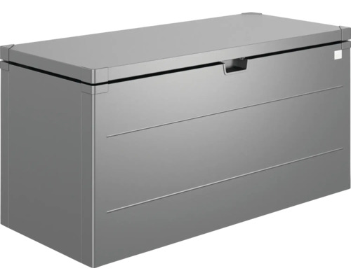 Sivý úložný box s vodorovnými líniami pre vonkajšie použitie