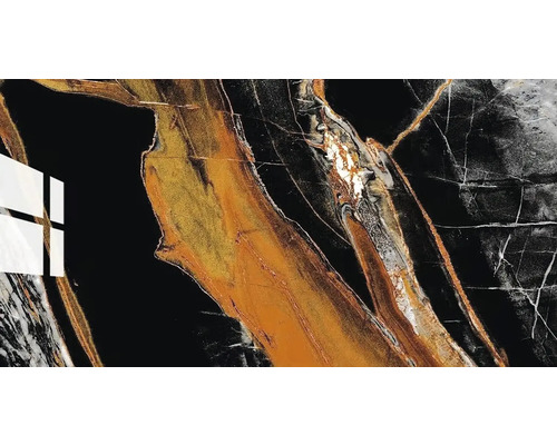 Samolepiaci panel Quarzit Phoenix 60x30 cm, 2,5 mm - 6 ks Vzor dlaždíc s čiernym, zlatým a bielym mramorom
