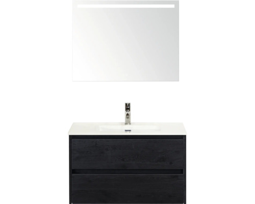 Umývadlo s umývadlovou skrinkou, umývadlom a zrkadlom s osvetlením