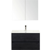 Súprava kúpeľňového nábytku s umývadlom, skrinkou s dvomi zásuvkami a zrkadlovou skrinkou