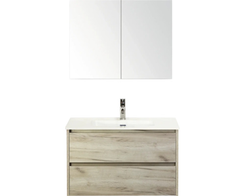 Skrinka pod umývadlo so zrkadlom a dvomi zásuvkami