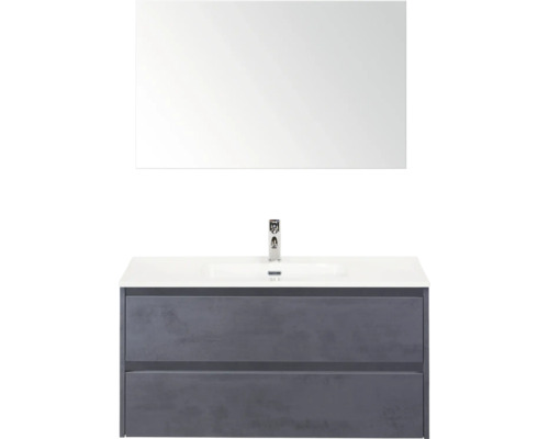 Kúpeľňová zostava Sanox Dante 101 cm betón antracit Súprava kúpeľňového nábytku s umývadlom, spodnou skrinkou a zrkadlom