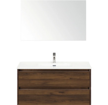 Umývadlová zostava so zrkadlom, batériou a spodnou skrinkou so zásuvkami