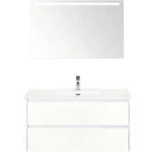 Umývadlová skrinka s dvomi zásuvkami a zrkadlom s osvetlením v kúpeľni