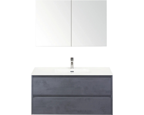 Umyvadlová skrinka s umývadlom, batériou a zrkadlovou skrinkou