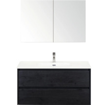 Skrinka pod umývadlo s dvomi zásuvkami, umývadlom a zrkadlovou skrinkou