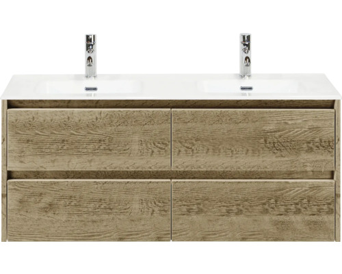 Skrinka pod umývadlo so štyrmi zásuvkami a dvoma umývadlami