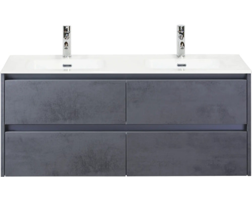 Skrinka pod umývadlo so štyrmi zásuvkami a dvoma umývadlami