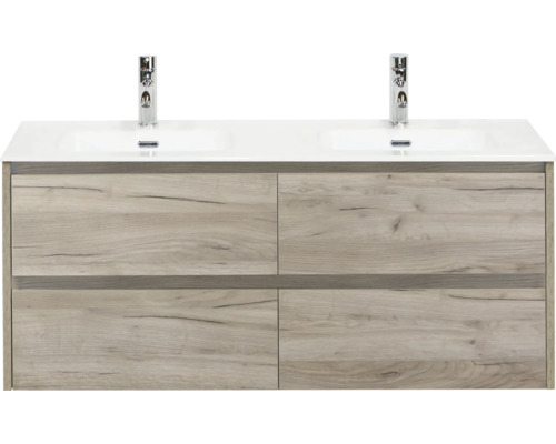 Skrinka pod umývadlo so štyrmi zásuvkami a dvoma umývadlami