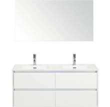 Súprava kúpeľňového nábytku s dvojitým umývadlom, skrinkou pod umývadlo a zrkadlom