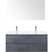 Umývadlo s dvoma umývadlami, batériami a zrkadlom