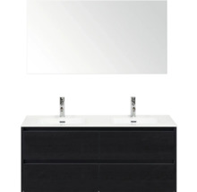 Súprava kúpeľňového nábytku s dvojitým umývadlom, zrkadlom a skrinkou pod umývadlo