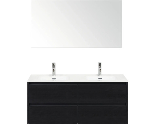 Súprava kúpeľňového nábytku s dvojitým umývadlom, zrkadlom a skrinkou pod umývadlo