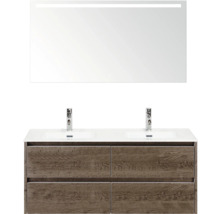 Súprava kúpeľňového nábytku s umývadlom, dvoma umývadlami a osvetleným zrkadlom