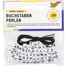 Balenie bielych hranatých korálikov s písmenami so šnúrkou