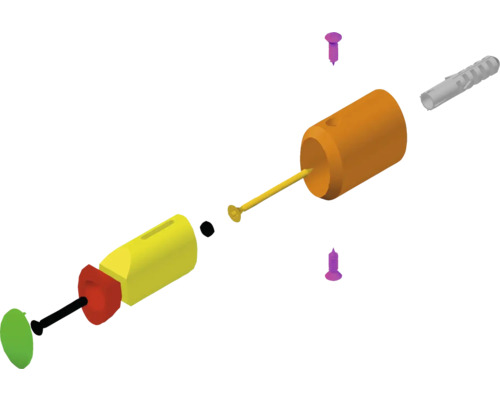 Rozkreslenie hmoždinky, skrutiek a montážneho nástroja