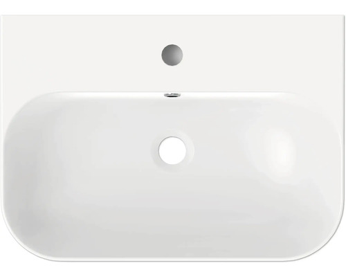 Pohľad zhora na keramické umývadlo