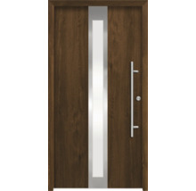 Drevené dvere so sklenenou vložkou a nerezovou kľučkou