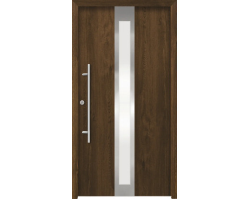 Oceľové vchodové dvere bezpečnostné Anthene RC2 100 x 210 cm L orech Vchodové dvere so sklenenou vložkou a rukoväťou