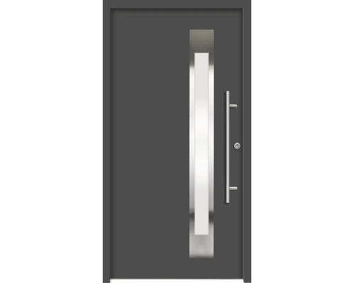 Hliníkovo-oceľové vchodové dvere bezpečnostné Aron RC2 110 x 210 cm P antracit Vchodové dvere so sklenenou výplňou a kľučkou