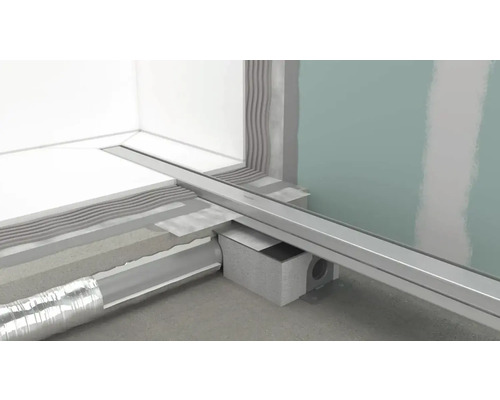 Inštalácia sprchového žľabu do podlahy kúpeľne.