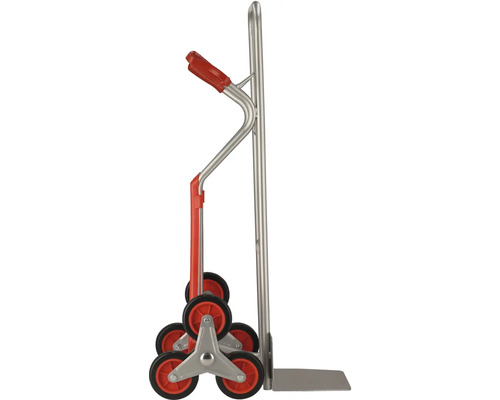 Schodiskový vozík z kovu so šiestimi kolesami a rukoväťou