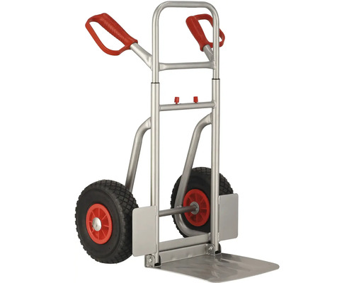 Vozík na vrecia z kovu s dvoma kolesami a červenými rúčkami