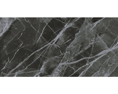 Dlažba Obklad imitácia mramoru LUCCA Nero mat 60x120 cm Vzor dlaždíc s mramorovým vzhľadom a svetlými žilkami
